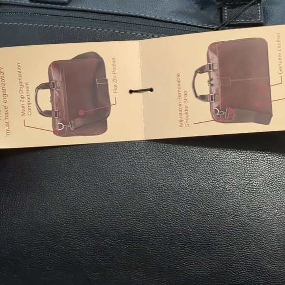 Boconi Leather Slim Zipster Laptop / Messenger Bag New With Tags ❤️ - Picture 7 of 8